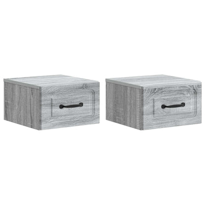 Wandbeugel Bedkast 2 pcs Grijs sonoma 34,5 x 33 x 20 cm