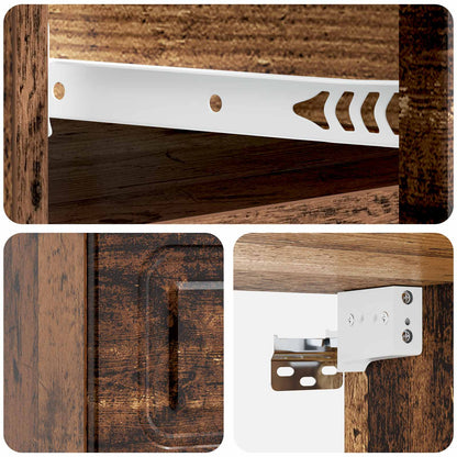 Wandbeugel Bedkast Oud hout 34,5 x 33 x 20 cm Bewerkt hout