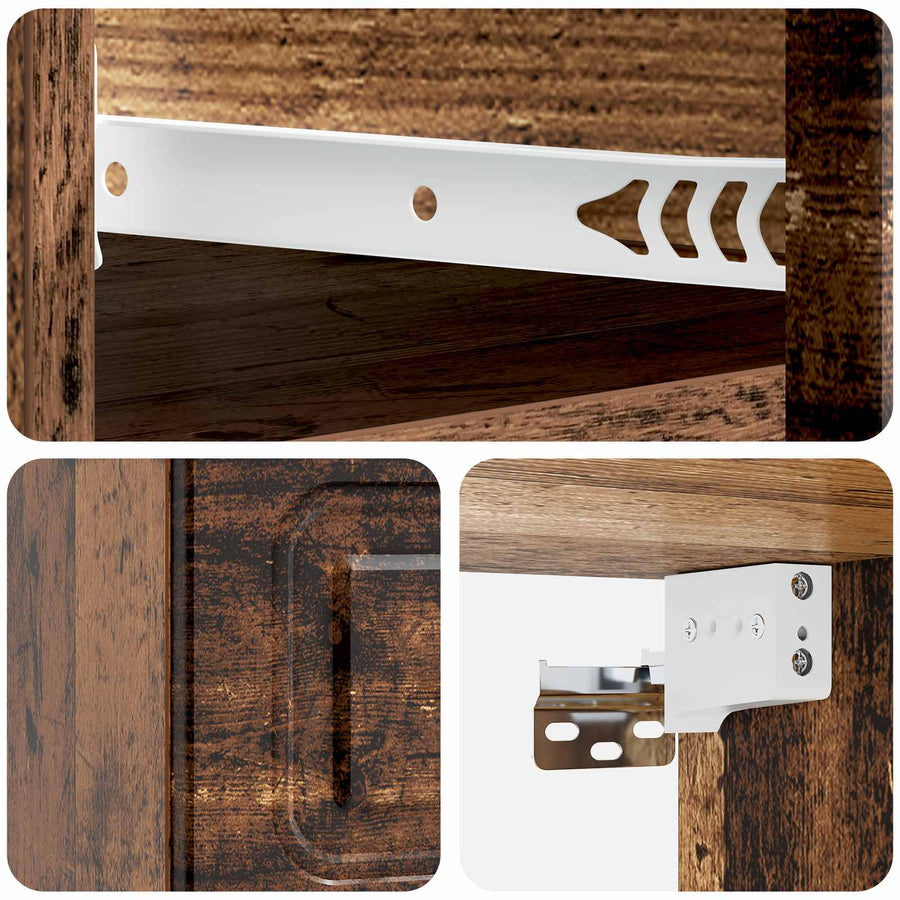 Wandbeugel Bedkast met lade 2 pcs Oud hout 34,5 x 33 x 20 cm