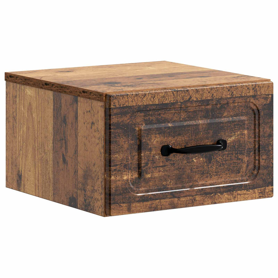 Wandbeugel Bedkast met lade 2 pcs Oud hout 34,5 x 33 x 20 cm