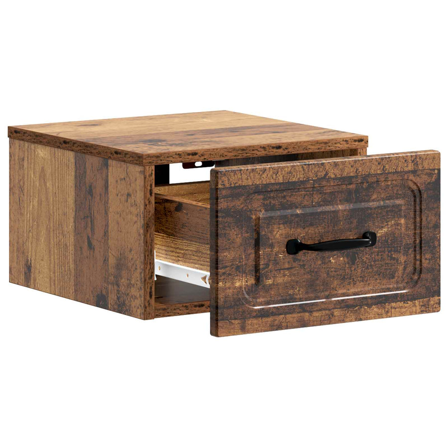 Wandbeugel Bedkast met lade 2 pcs Oud hout 34,5 x 33 x 20 cm