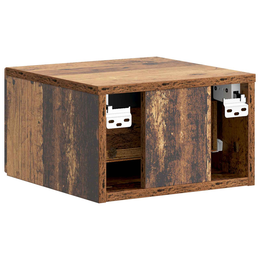 Wandbeugel Bedkast met lade 2 pcs Oud hout 34,5 x 33 x 20 cm