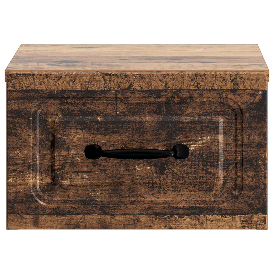 Wandbeugel Bedkast met lade 2 pcs Oud hout 34,5 x 33 x 20 cm