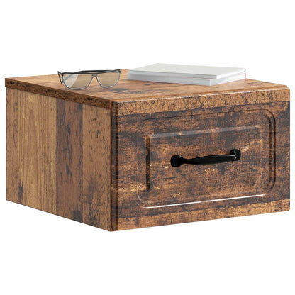 Wandbeugel Bedkast met lade 2 pcs Oud hout 34,5 x 33 x 20 cm