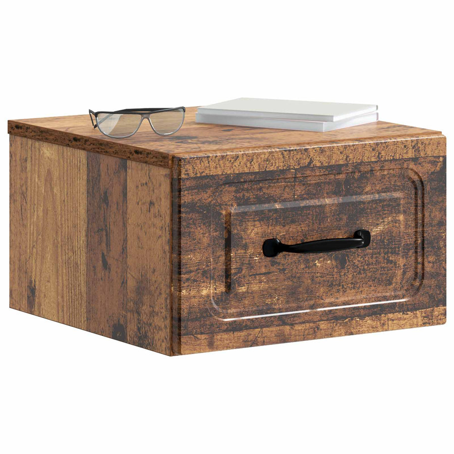 Wandbeugel Bedkast met lade 2 pcs Oud hout 34,5 x 33 x 20 cm