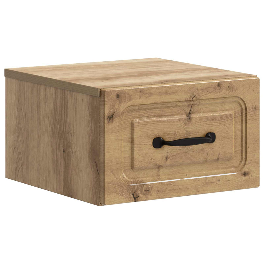 Wandbeugel Bedkast met lade Artisanaal eiken 34,5 x 33 x 20 cm