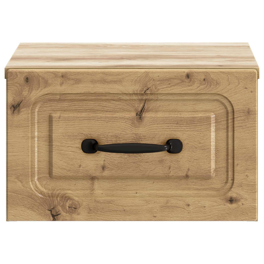 Wandbeugel Bedkast met lade Artisanaal eiken 34,5 x 33 x 20 cm