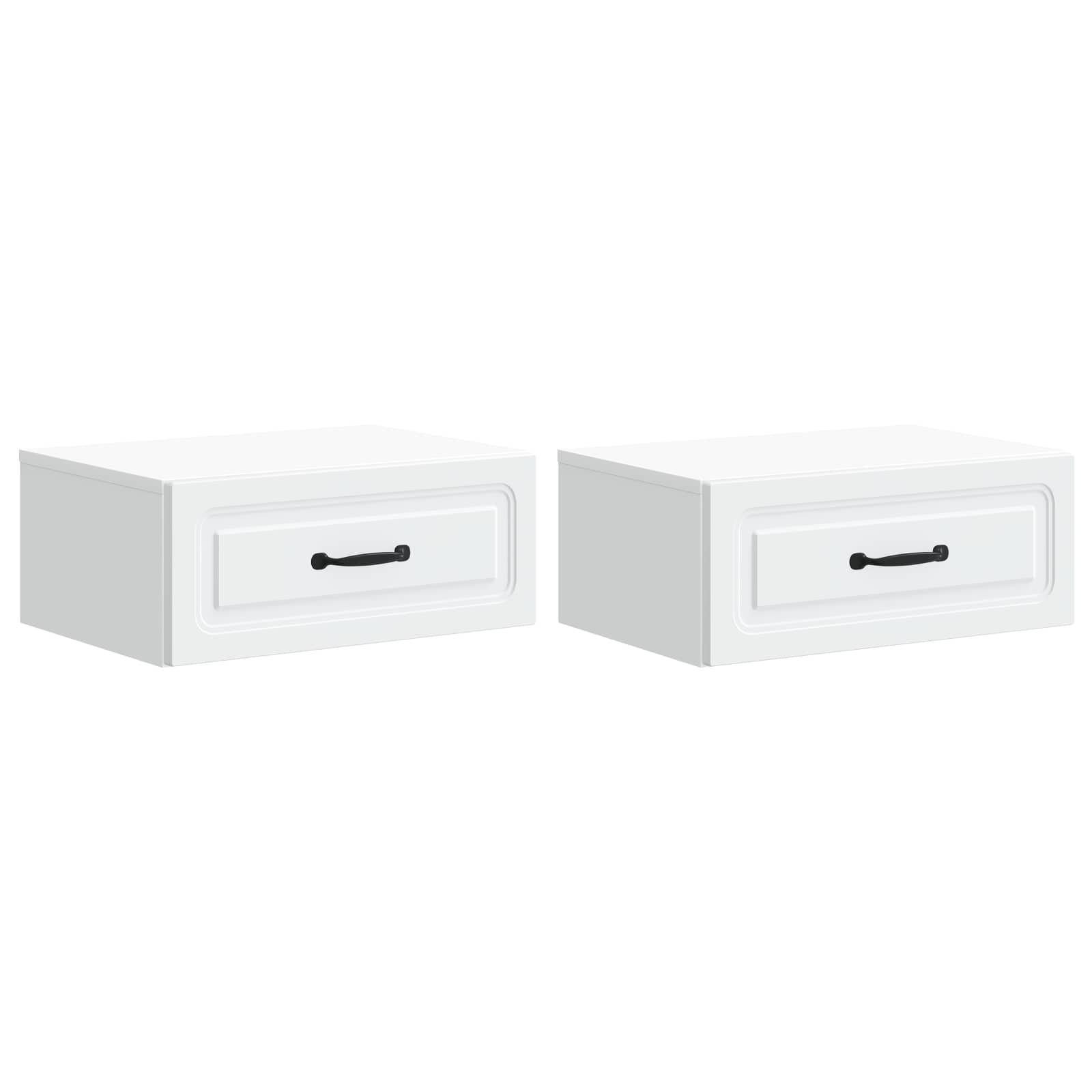 Wandbeugel Bedkast 2 pcs Wit 49 x 34,5 x 20 cm Bewerkt hout
