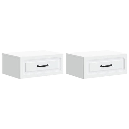 Wandbeugel Bedkast 2 pcs Wit 49 x 34,5 x 20 cm Bewerkt hout