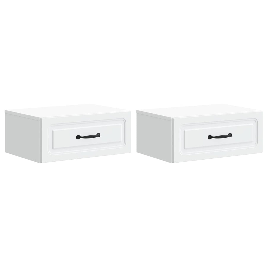 Wandbeugel Bedkast 2 pcs Wit 49 x 34,5 x 20 cm Bewerkt hout