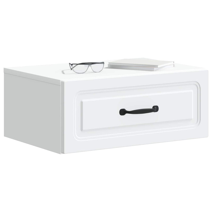 Wandbeugel Bedkast 2 pcs Wit 49 x 34,5 x 20 cm Bewerkt hout