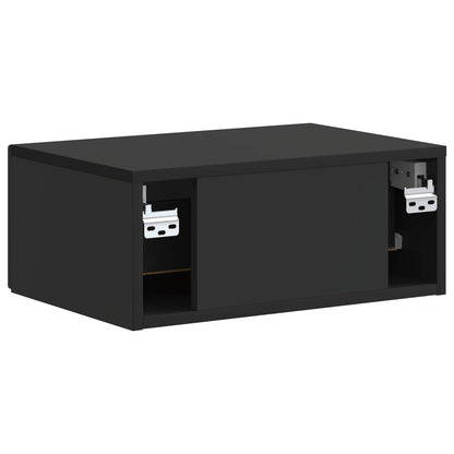 Wandbeugel Bedkast Zwart 49 x 34,5 x 20 cm Bewerkt hout
