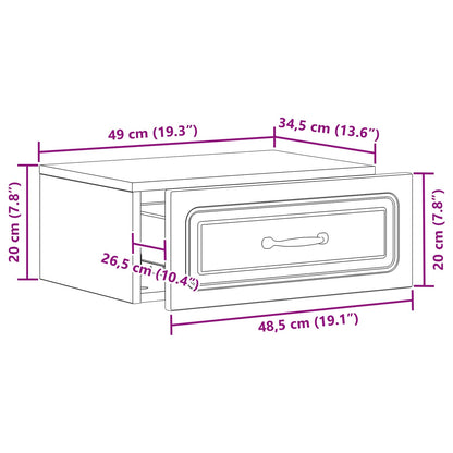 Wandbeugel Bedkast Zwart 49 x 34,5 x 20 cm Bewerkt hout