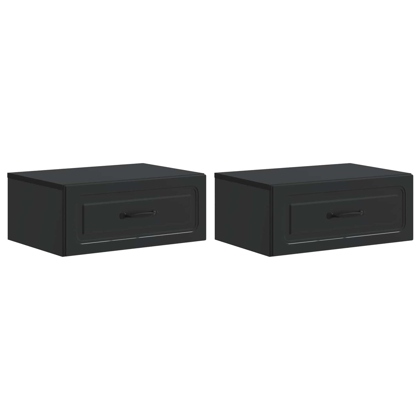 Wandbeugel Bedkast 2 pcs Zwart 49 x 34,5 x 20 cm Bewerkt hout