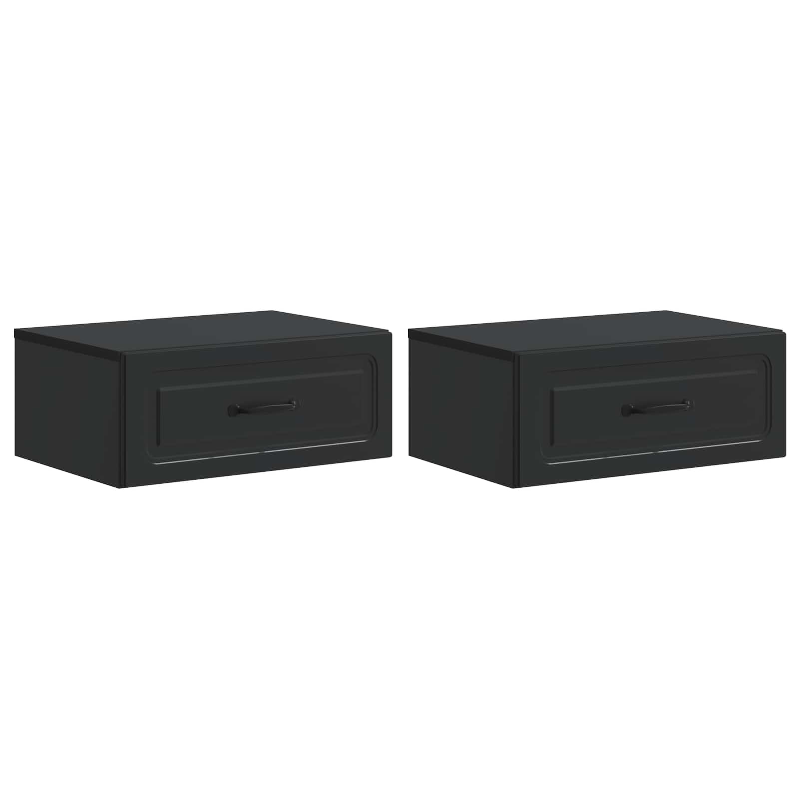 Wandbeugel Bedkast 2 pcs Zwart 49 x 34,5 x 20 cm Bewerkt hout