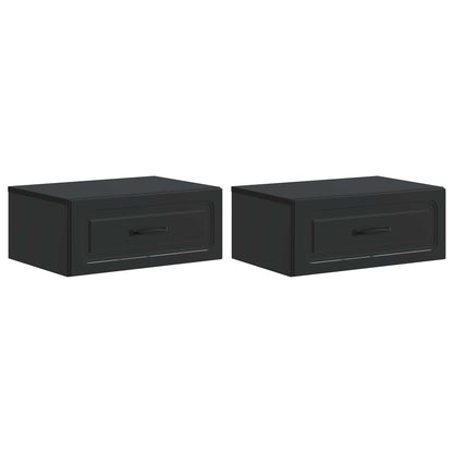 Wandbeugel Bedkast 2 pcs Zwart 49 x 34,5 x 20 cm Bewerkt hout