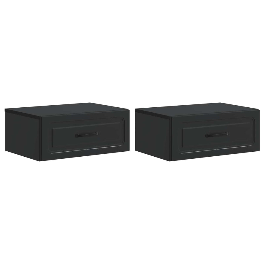 Wandbeugel Bedkast 2 pcs Zwart 49 x 34,5 x 20 cm Bewerkt hout