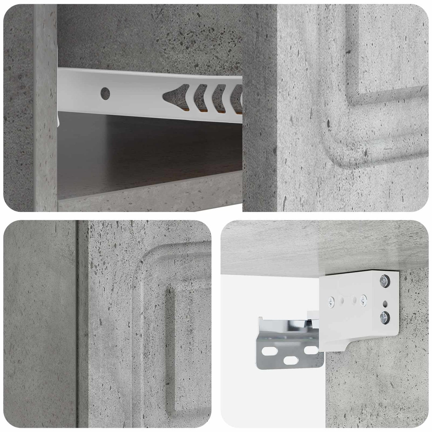 Wandbeugel Bedkast Betongrijs 49 x 34,5 x 20 cm Bewerkt hout