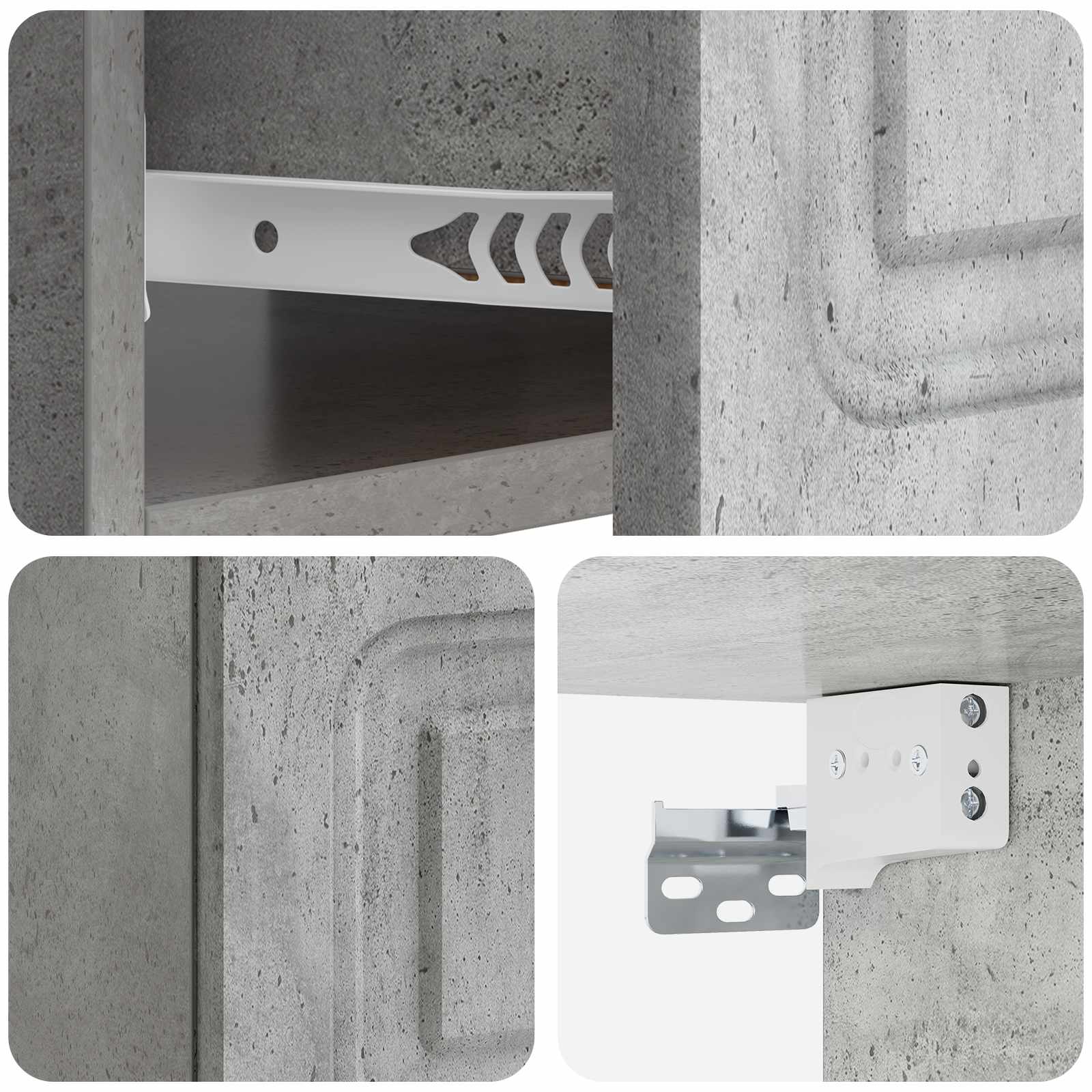 Wandbeugel Bedkast Betongrijs 49 x 34,5 x 20 cm Bewerkt hout