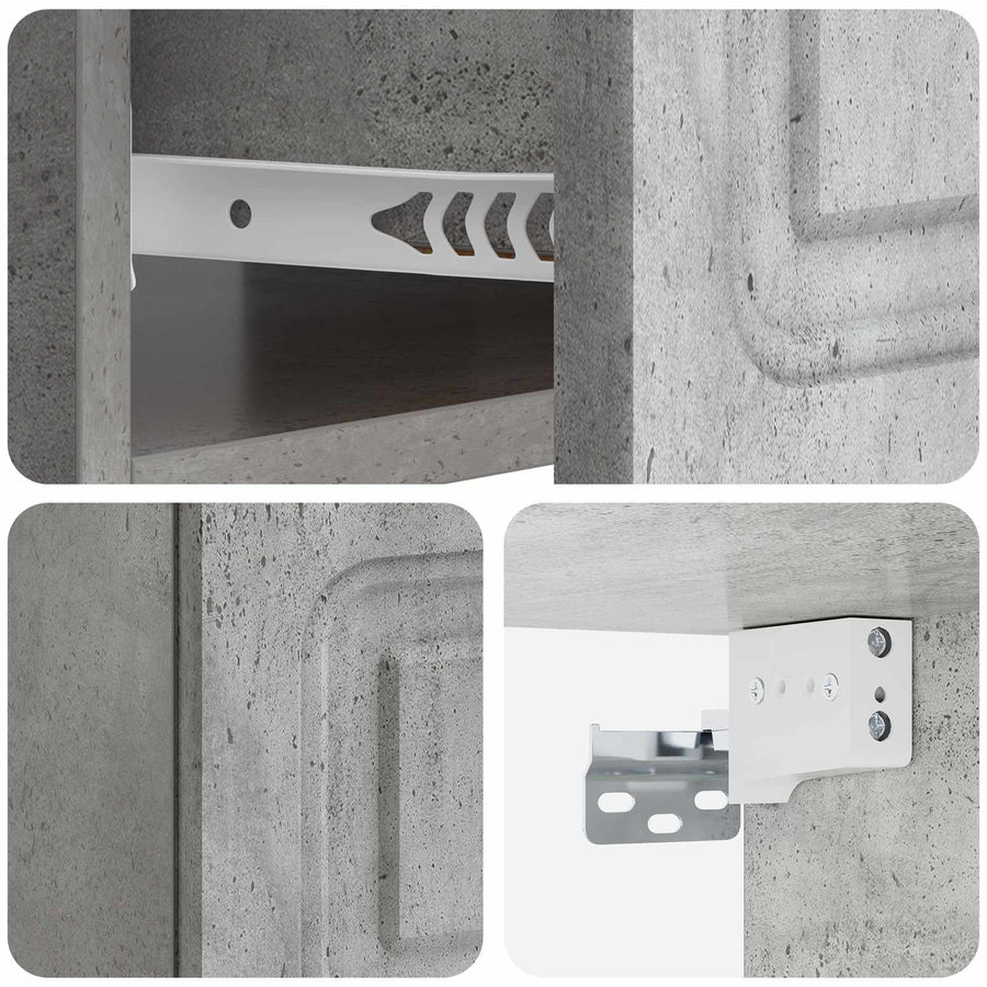 Wandbeugel Bedkast Betongrijs 49 x 34,5 x 20 cm Bewerkt hout
