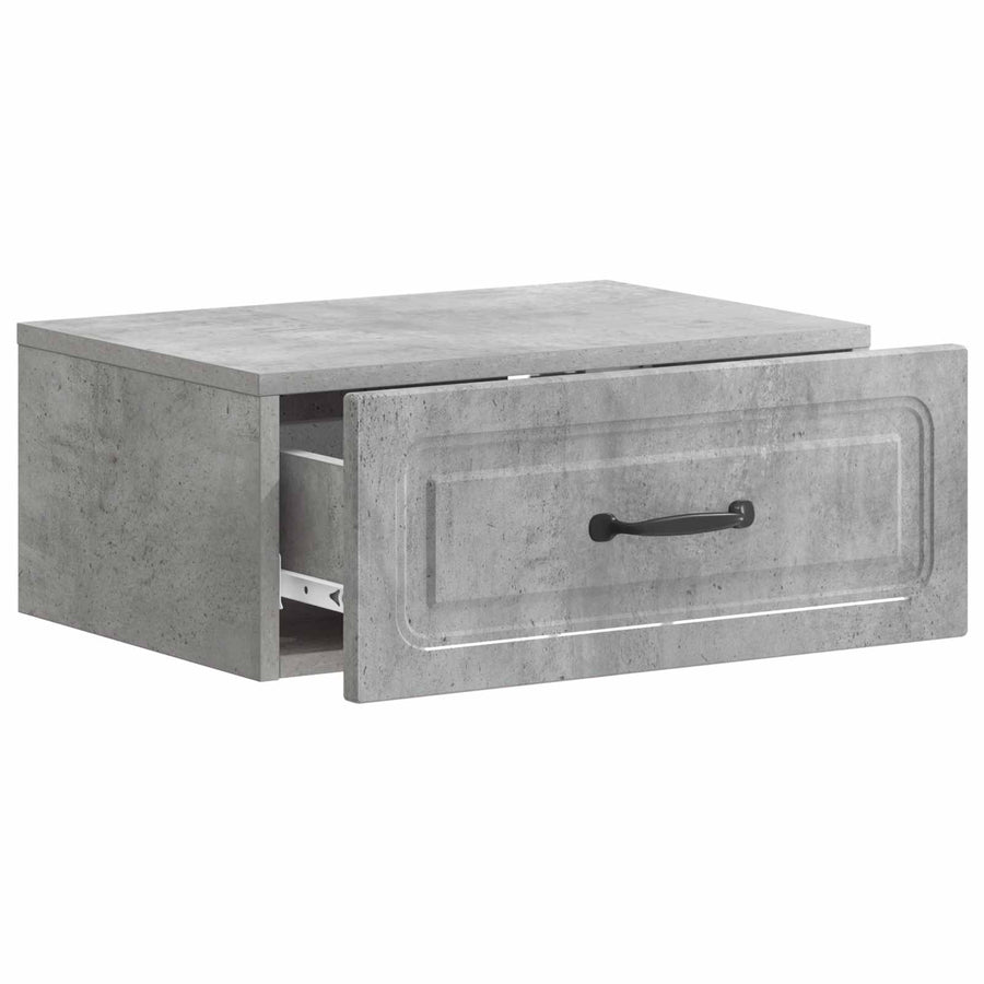 Wandbeugel Bedkast Betongrijs 49 x 34,5 x 20 cm Bewerkt hout