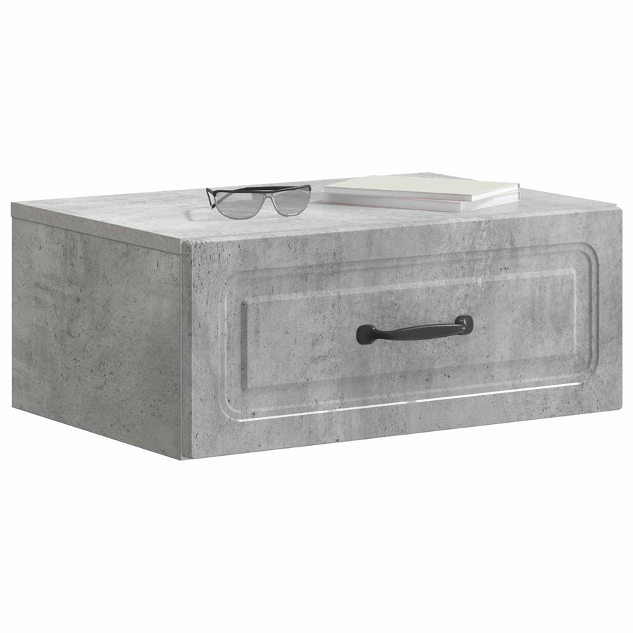 Wandbeugel Bedkast Betongrijs 49 x 34,5 x 20 cm Bewerkt hout