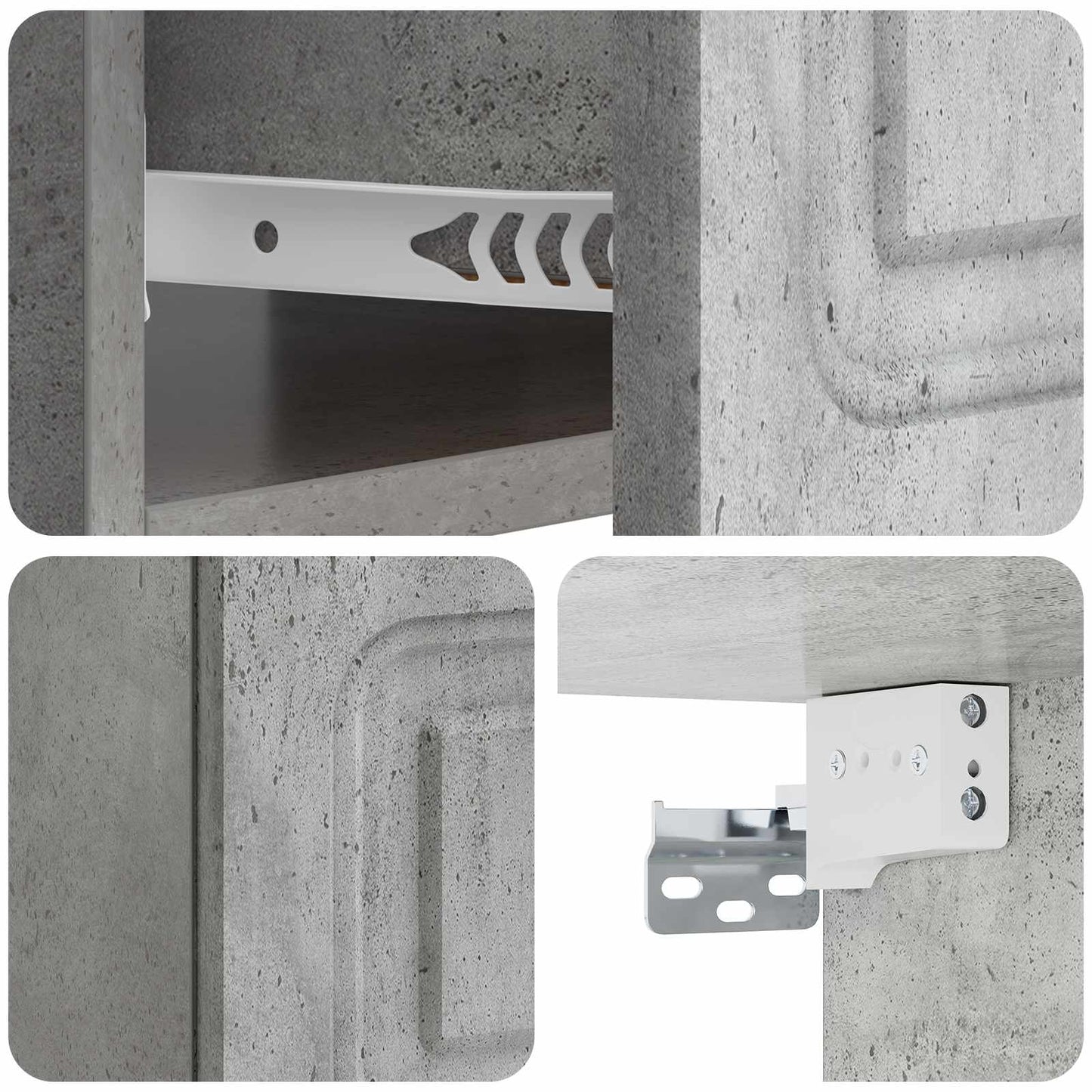 Wandbeugel Bedkast met lade 2 pcs Betongrijs 49 x 34,5 x 20 cm