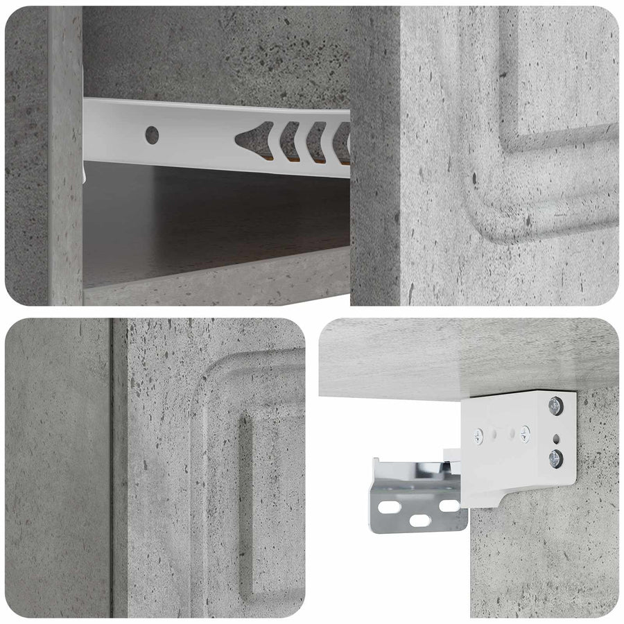 Wandbeugel Bedkast met lade 2 pcs Betongrijs 49 x 34,5 x 20 cm