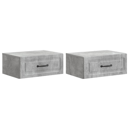 Wandbeugel Bedkast met lade 2 pcs Betongrijs 49 x 34,5 x 20 cm