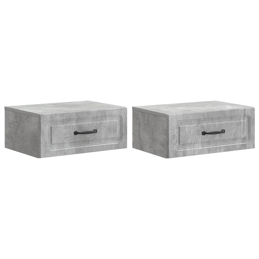 Wandbeugel Bedkast met lade 2 pcs Betongrijs 49 x 34,5 x 20 cm