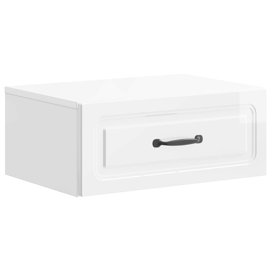 Wandbeugel Bedkast Hoogglans Wit 49 x 34,5 x 20 cm Bewerkt hout