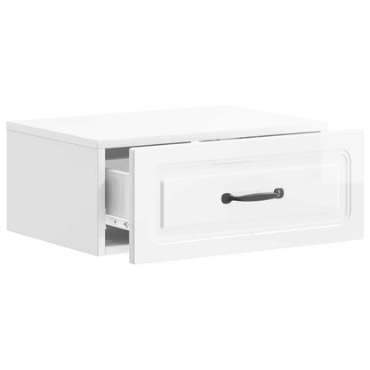 Wandbeugel Bedkast Hoogglans Wit 49 x 34,5 x 20 cm Bewerkt hout
