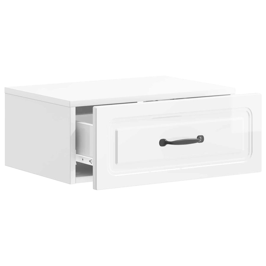 Wandbeugel Bedkast Hoogglans Wit 49 x 34,5 x 20 cm Bewerkt hout