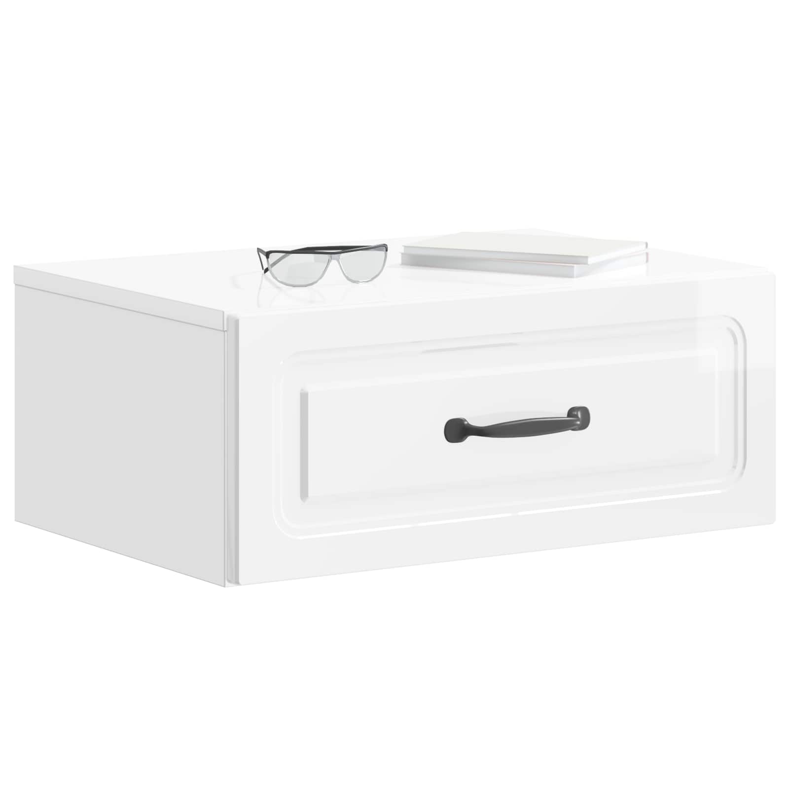 Wandbeugel Bedkast Hoogglans Wit 49 x 34,5 x 20 cm Bewerkt hout
