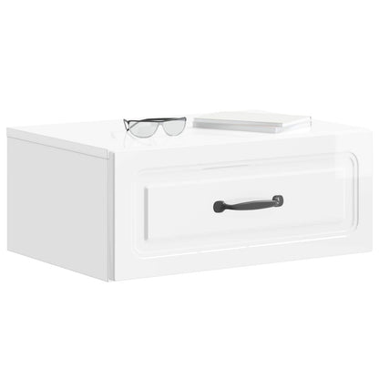 Wandbeugel Bedkast Hoogglans Wit 49 x 34,5 x 20 cm Bewerkt hout