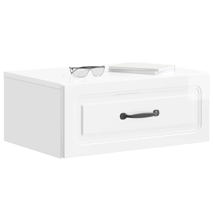 Wandbeugel Bedkast Hoogglans Wit 49 x 34,5 x 20 cm Bewerkt hout