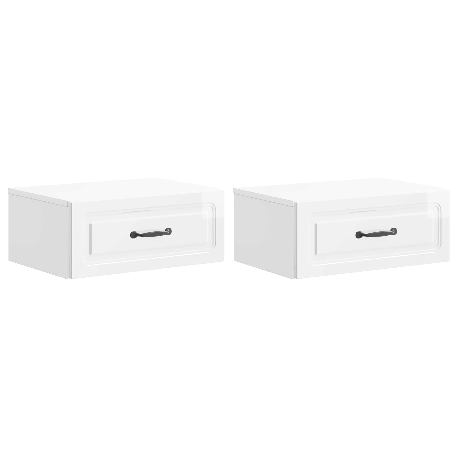 Wandbeugel Bedkast 2 pcs Hoogglans Wit 49 x 34,5 x 20 cm