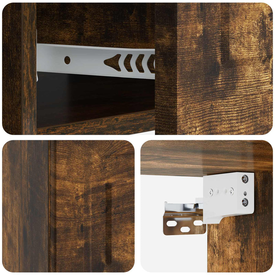 Wandbeugel Bedkast Gerookt eiken 49 x 34,5 x 20 cm Bewerkt hout