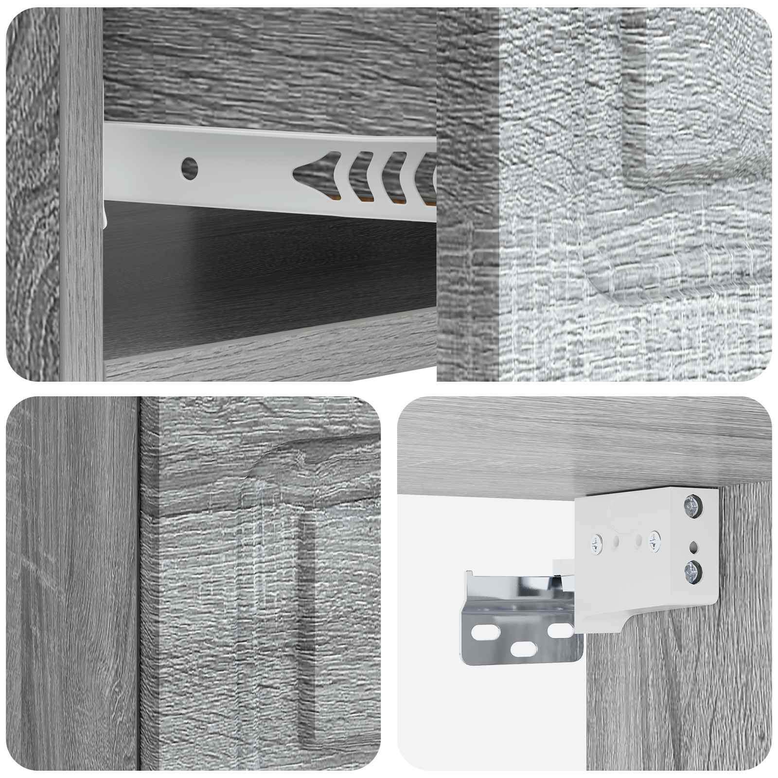 Wandbeugel Bedkast Grijs sonoma 49 x 34,5 x 20 cm Bewerkt hout