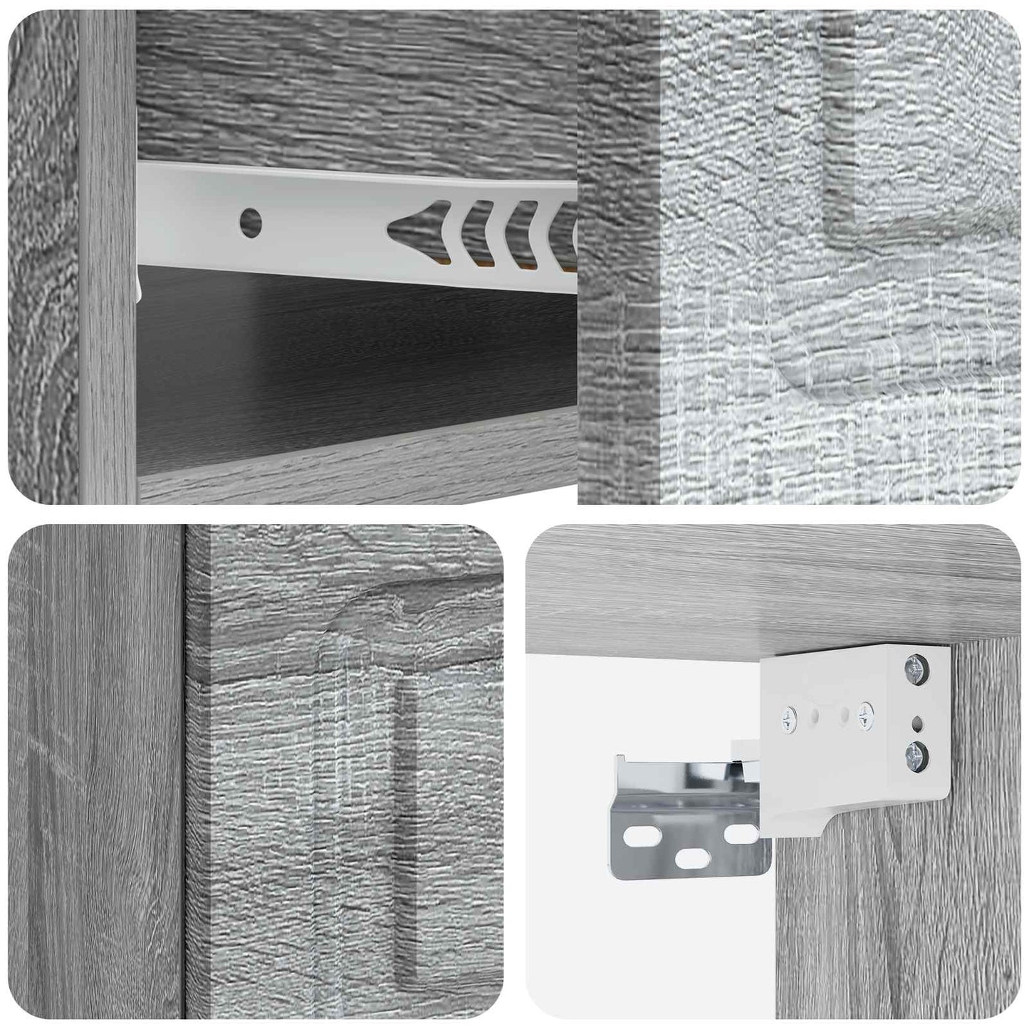 Wandbeugel Bedkast 2 pcs Grijs sonoma 49 x 34,5 x 20 cm