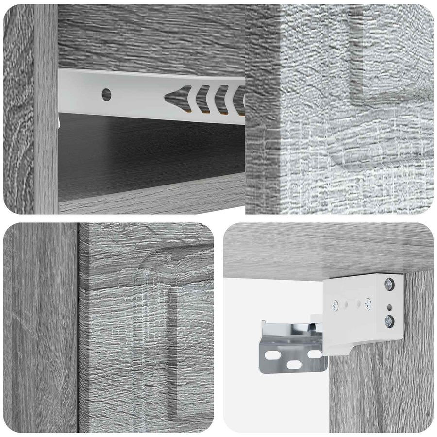 Wandbeugel Bedkast 2 pcs Grijs sonoma 49 x 34,5 x 20 cm
