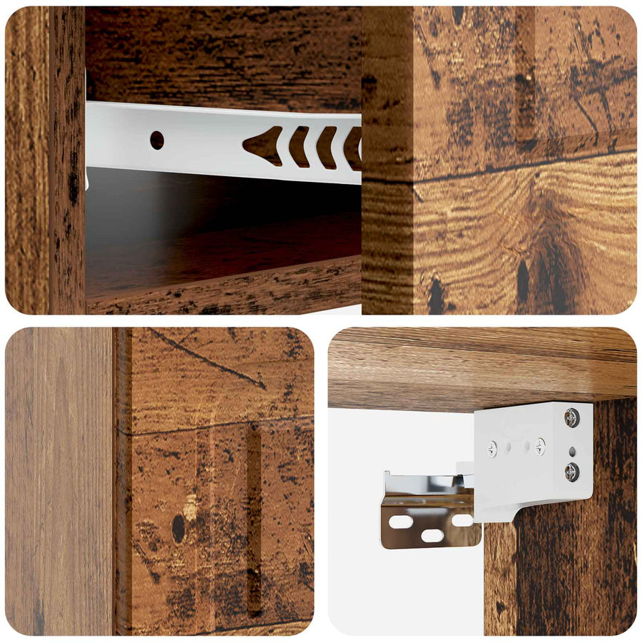 Wandbeugel Bedkast met lade 2 pcs Oud hout 49 x 34,5 x 20 cm