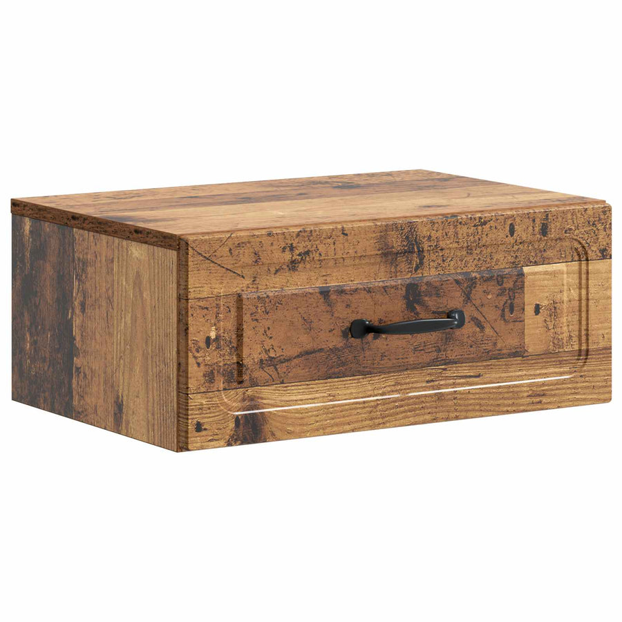 Wandbeugel Bedkast met lade 2 pcs Oud hout 49 x 34,5 x 20 cm