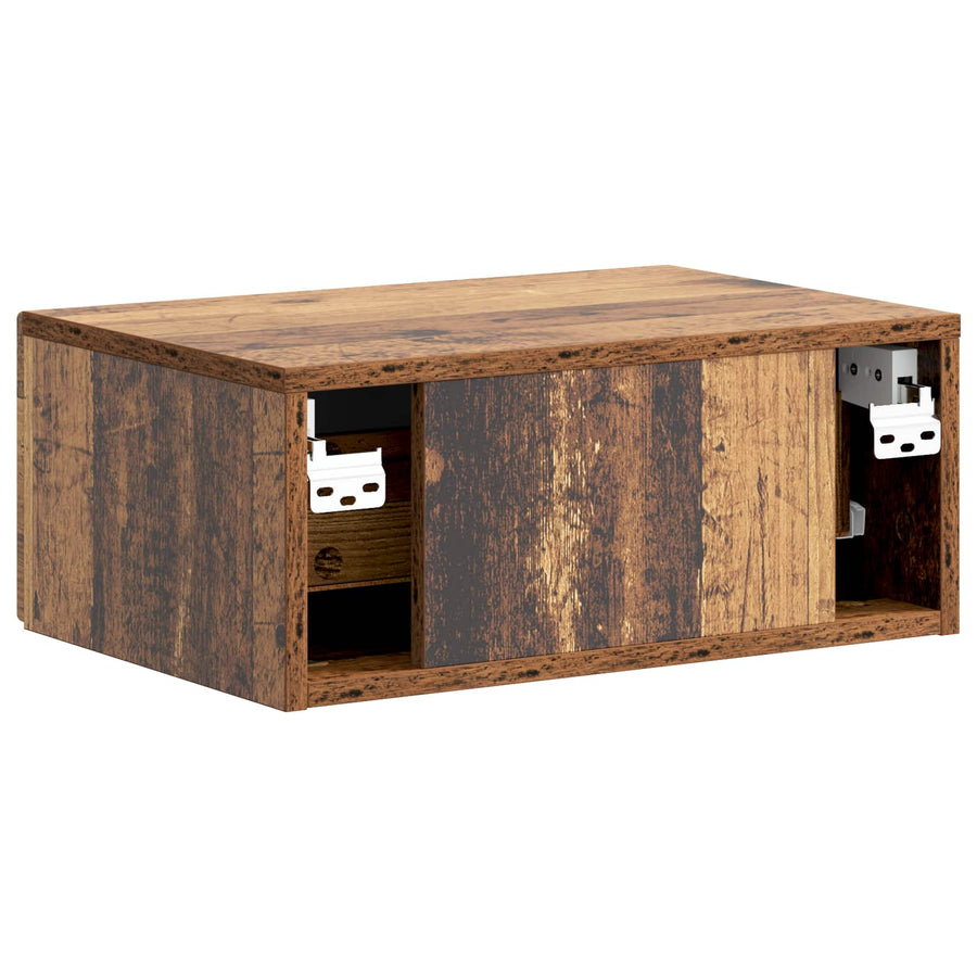 Wandbeugel Bedkast met lade 2 pcs Oud hout 49 x 34,5 x 20 cm