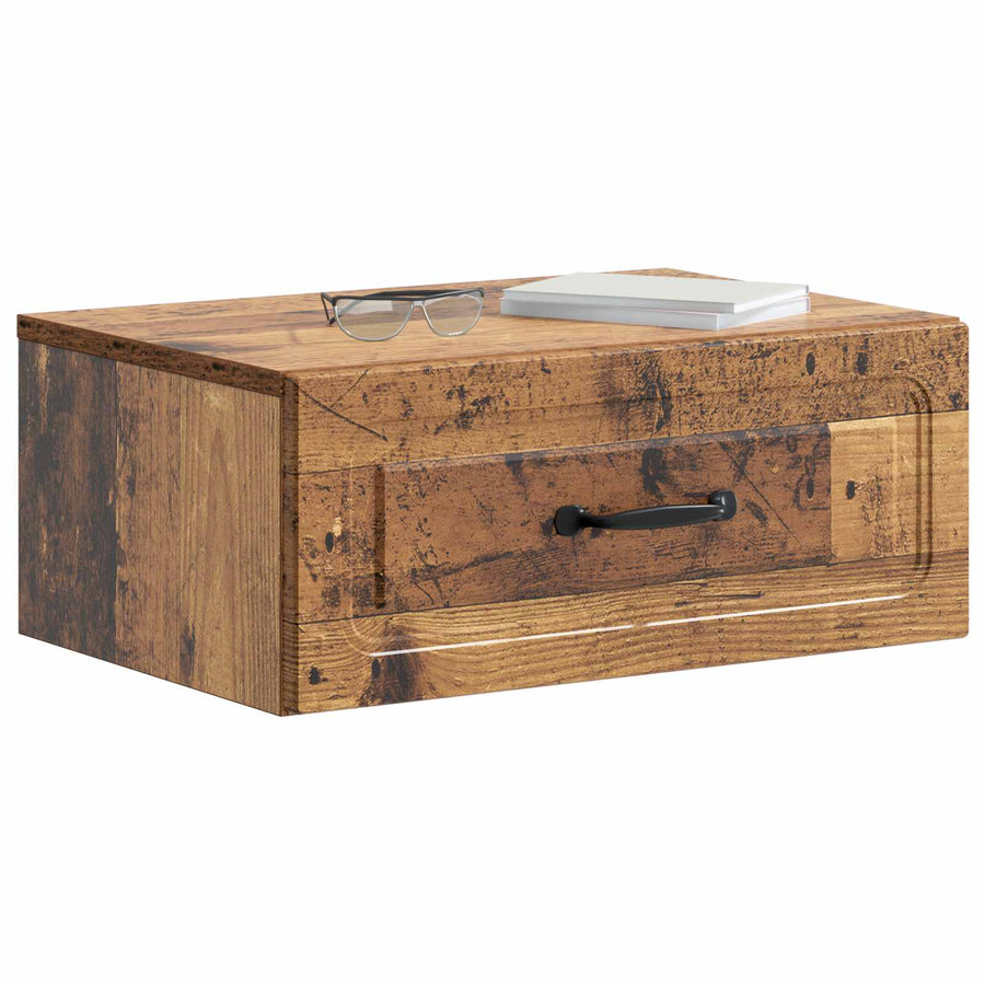 Wandbeugel Bedkast met lade 2 pcs Oud hout 49 x 34,5 x 20 cm