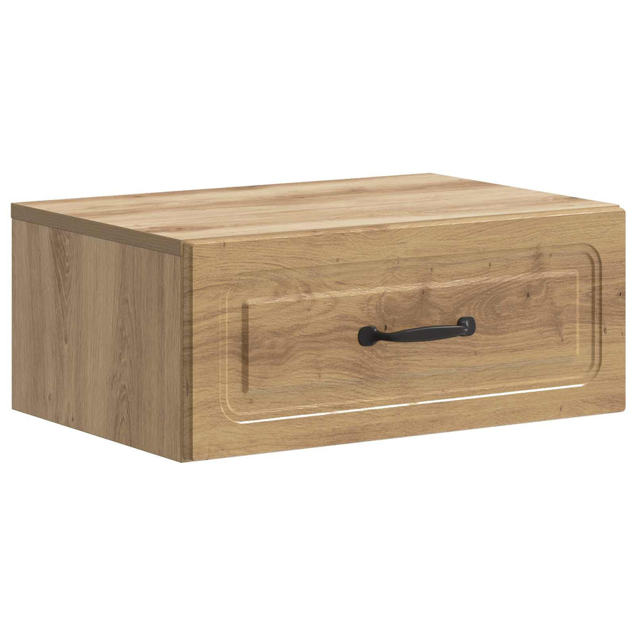 Wandbeugel Bedkast met lade Artisanaal eiken 49 x 34,5 x 20 cm