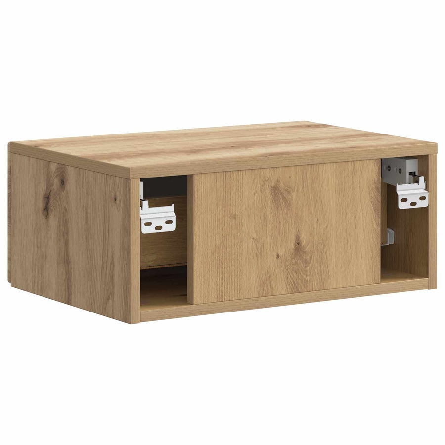 Wandbeugel Bedkast met lade Artisanaal eiken 49 x 34,5 x 20 cm