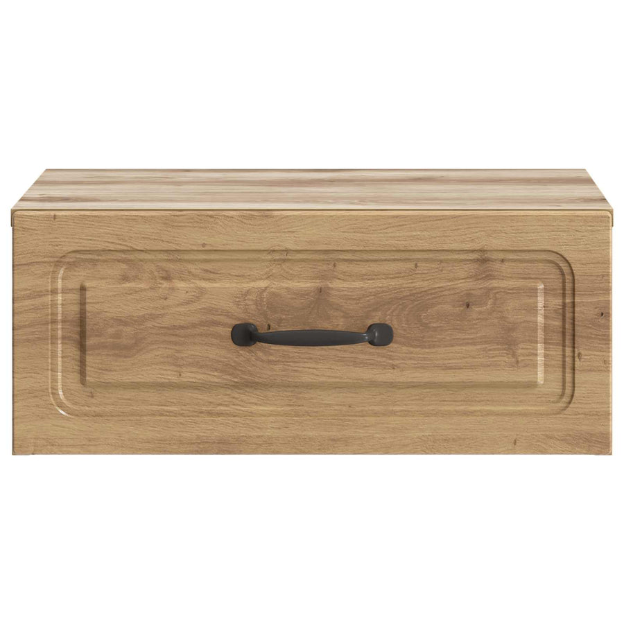 Wandbeugel Bedkast met lade Artisanaal eiken 49 x 34,5 x 20 cm