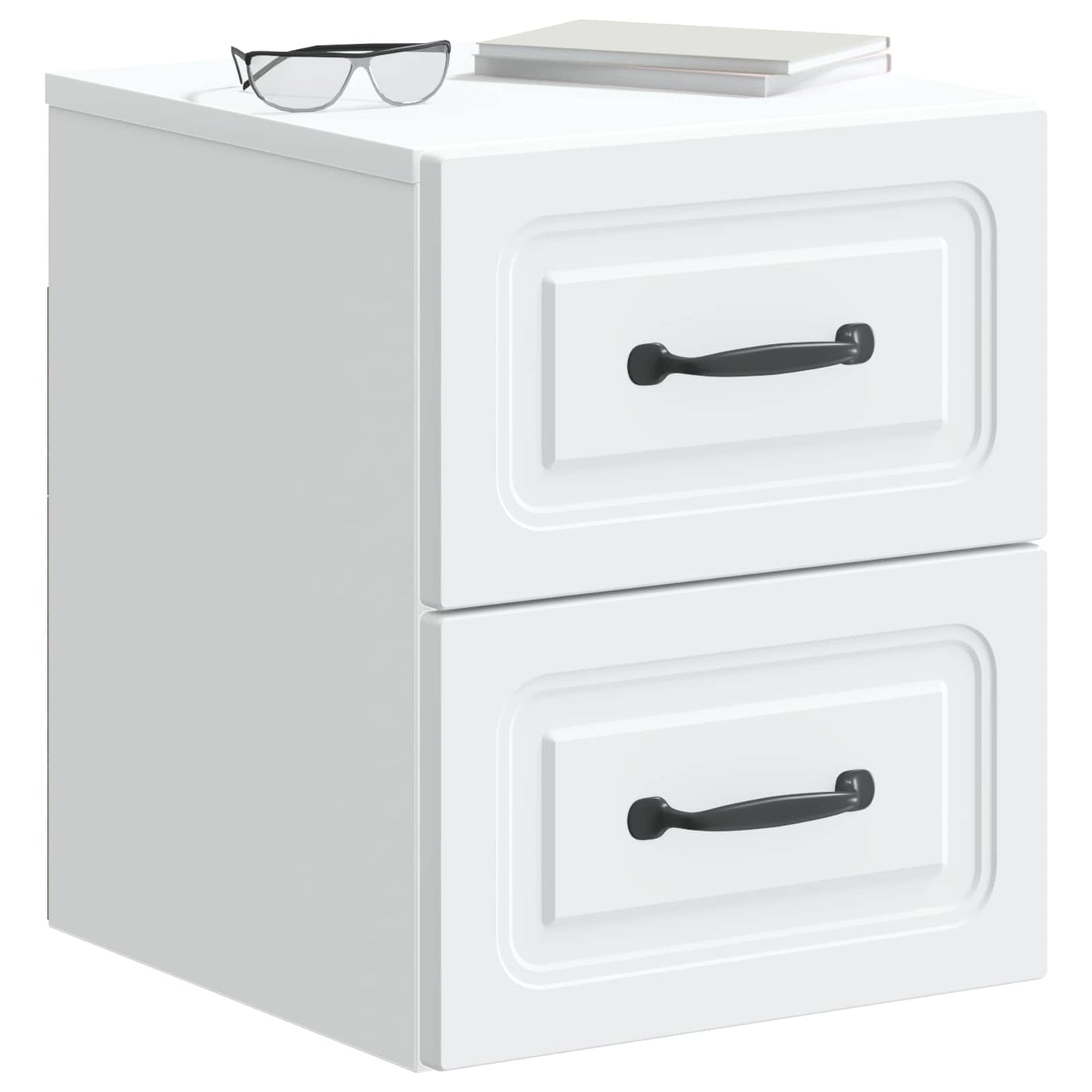 Wandbeugel Bedkast met lade Wit 34,5 x 33 x 40 cm Bewerkt hout