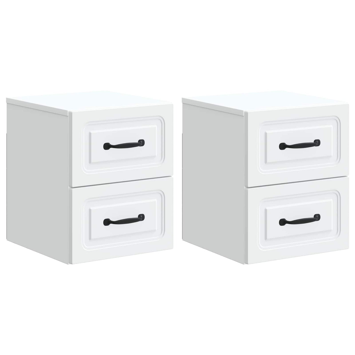Wandbeugel Bedkast 2 pcs Wit 34,5 x 33 x 40 cm Bewerkt hout